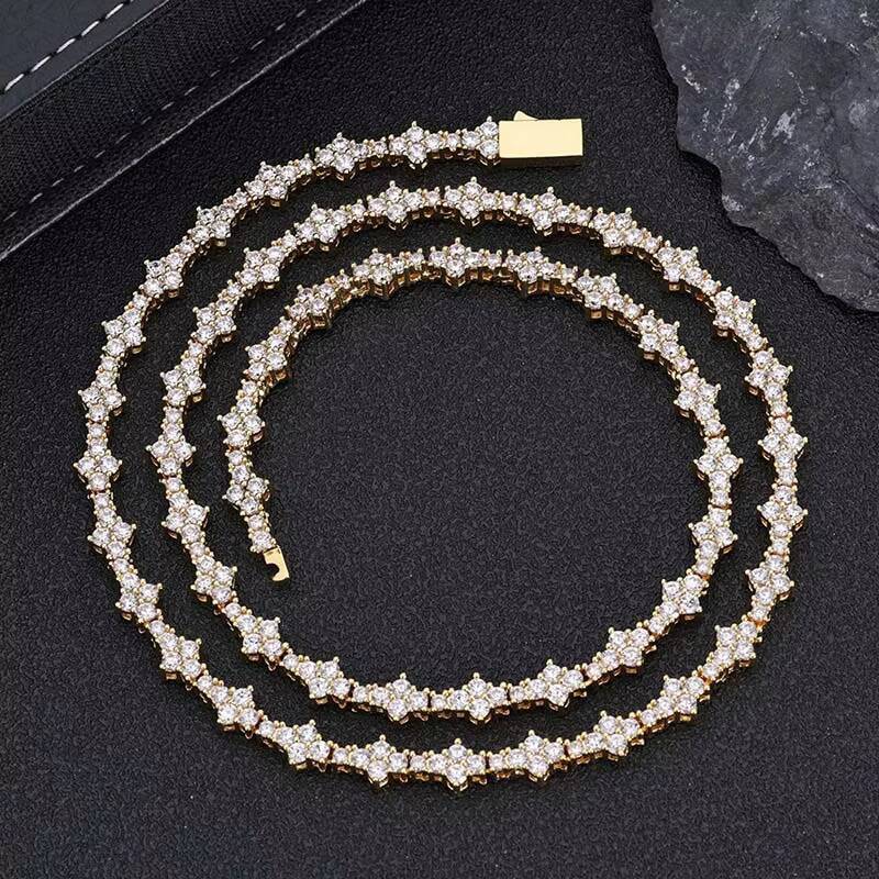 Dropshipping Fashion Tennis Chain 925 Sterling Silver VVS Moissanite Diamond Sparkling Classic Tennis Chain Necklace