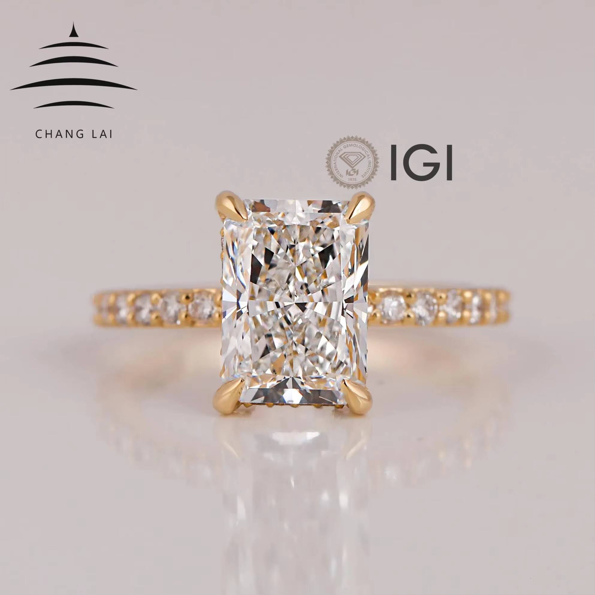 CHANG LAI Custom GIA IGI Certified 1CT to 3CT 18k 14k Pure Gold CVD Radiant Cut Lab Grown Diamond Ring for Weddings and Gifts
