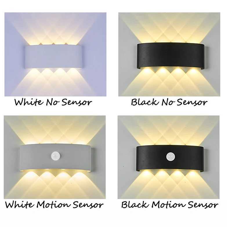 Nordic LED Waterproof IP65 Outdoor Wall Lamp 6W 8W Aluminum PIR Motion Sensor Wall Light Garden Porch Sconce AC110V220VM251127