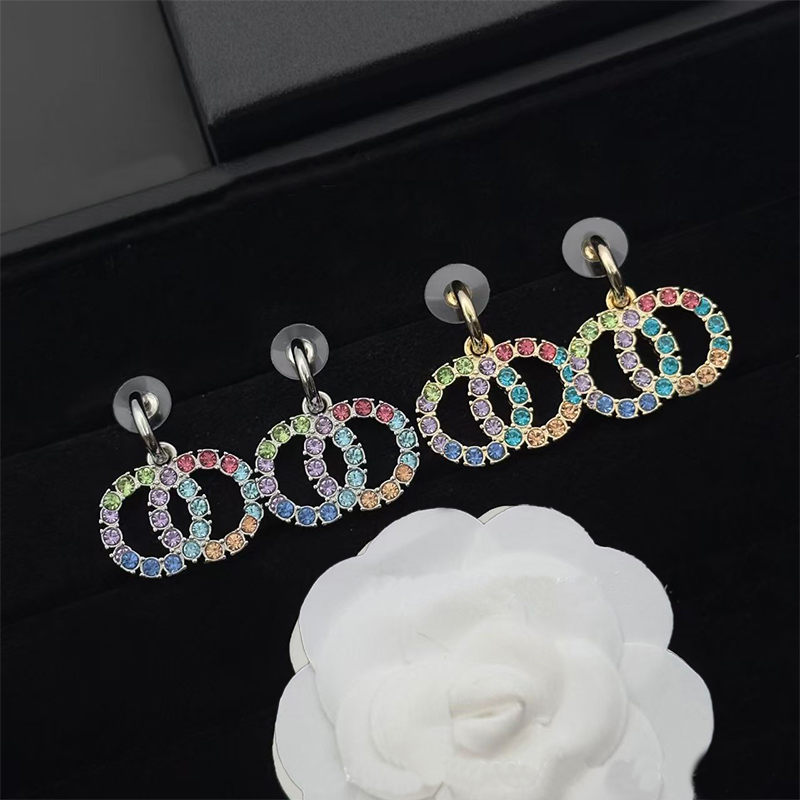 Classic brand CC earrings women's charm diamond earrings 18k gold hook earrings stainless steel designer earrings jewelry