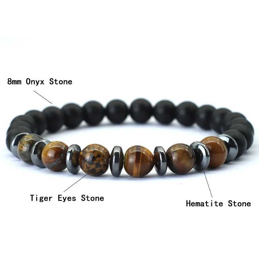 Fashion Beaded For Men Black Frosted Stone Chakra Braslet Blue Howlite Tiger Eyes Strand Braclet Pulsera Hombre Joias C251105