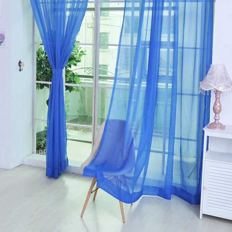 Curtain Christmas 1 Pcs Rod Pocket Rainbow Curtain Pure Color Tulle Curtain For Living Room Sheer Voile Wedding Decor Modern Bedroom Window Tulle Y251