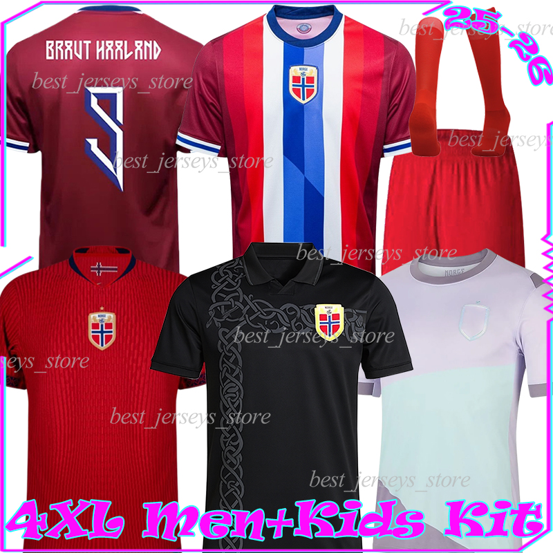 4XL 2026 Norway Braut Haaland Soccer Jerseys 2025 Norge noruega SORLOTH NUSA AASGAARD HORN MYHRE DONNUM RYERSON 1984 98 99 retro Football shirt men kids kits socks set