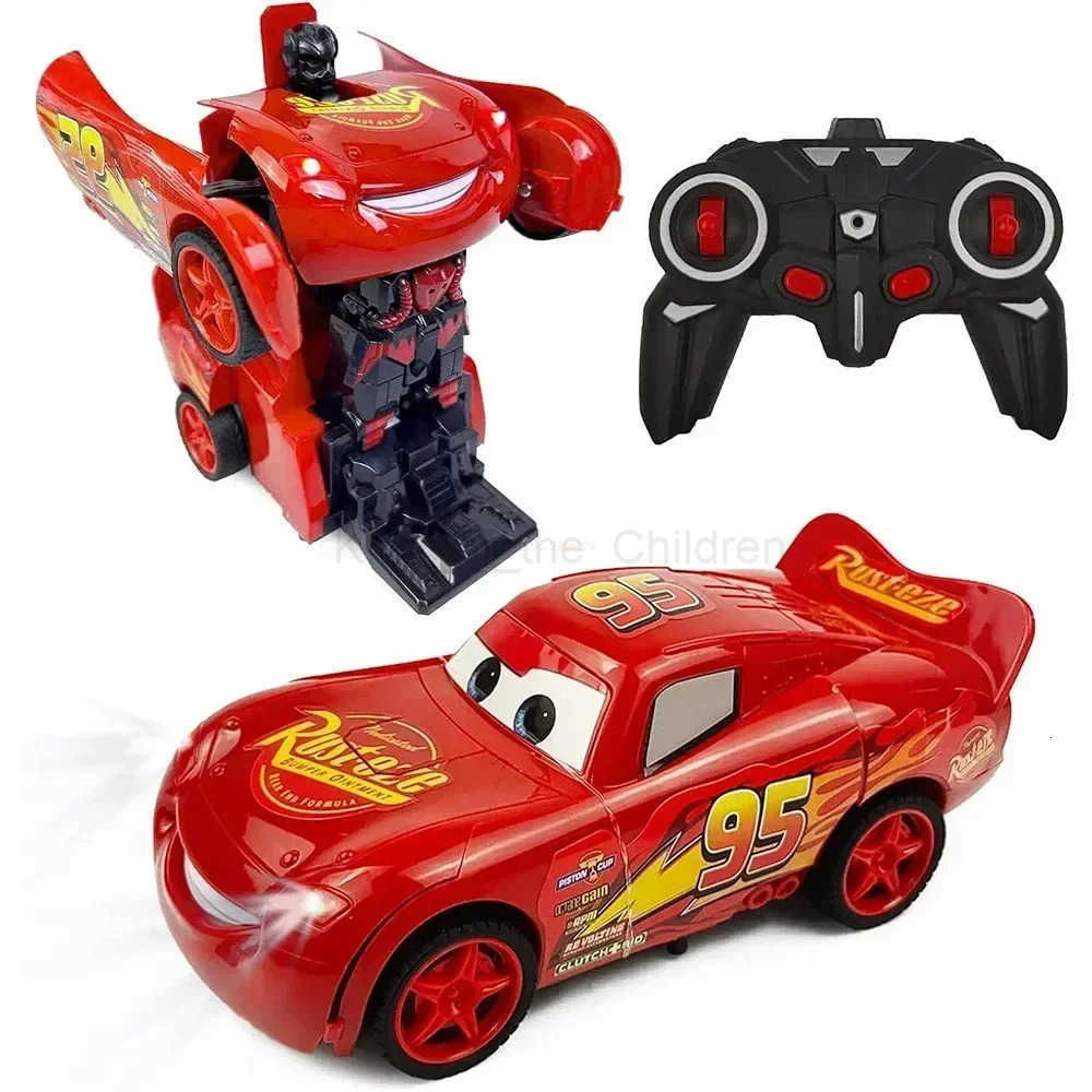 Disney Lightning Mcqueen 2in1 Remote Control Car Transform Robot Rc Deformation Car Anime Model One Button High Speed For Kids Toys H251127