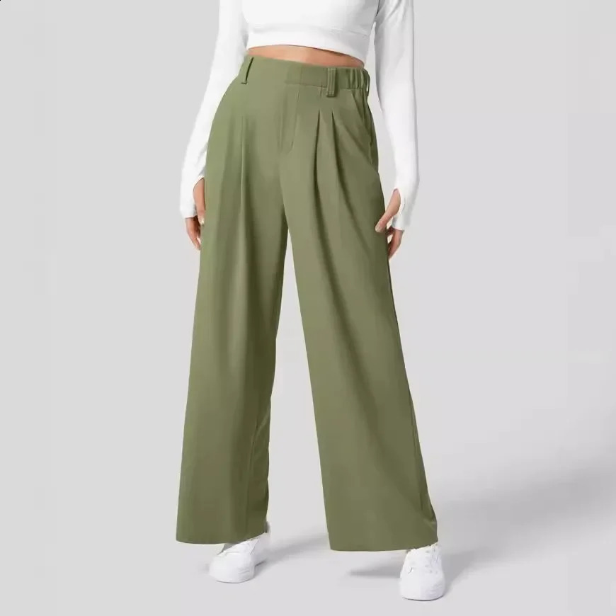 High waist wide leg loose casual pants classic Drapey pants suitable for womens comfortable fit straight leg pants 250427