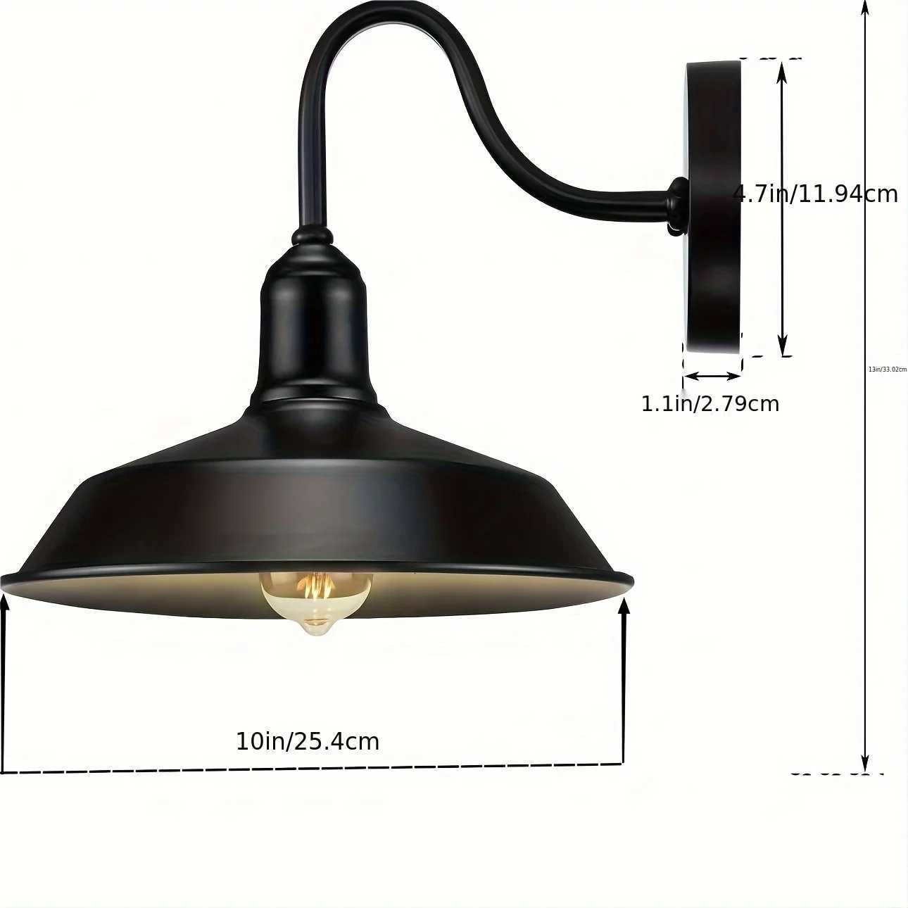 Vintage Gooseneck Barn Wall Lamp - Matte Black Outdoor Wall LampAlexa-Enabled Smart Outdoor Sconce Easy InstallationM251127