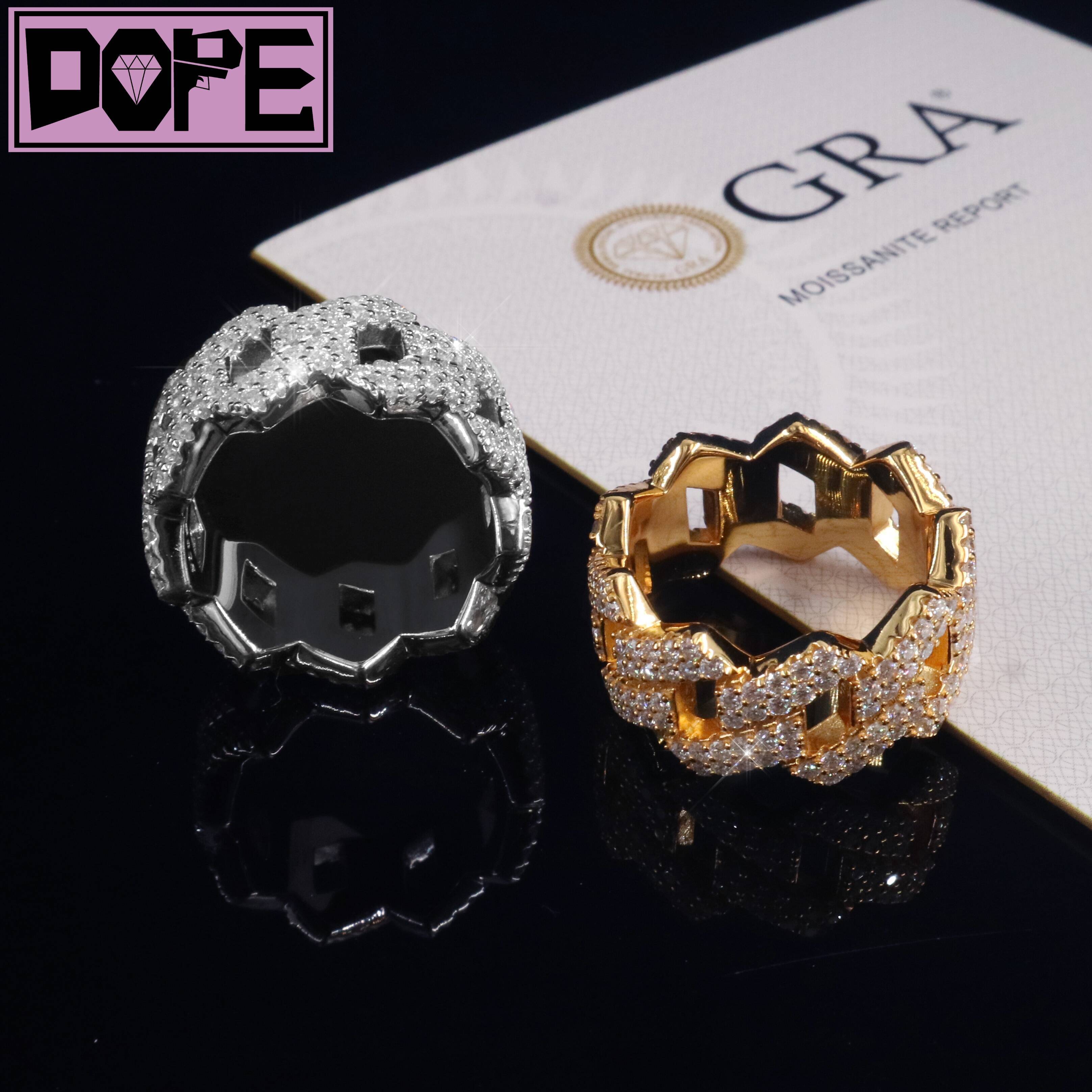 Hip Hop Moissanite Ring 925 Sterling Silver Iced Out Men VVS Diamond Moissanite Cuban Ring