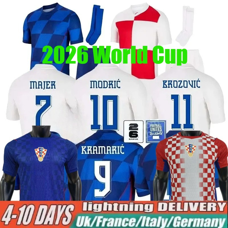 2026 World Cup Croatia Soccer Jersey Croatie National Team 25 26 27 Football Shirt Men Kids Kit Set Home White Away Blue Men Uniform MODRIC KOVACIC PASALIC PERISIC