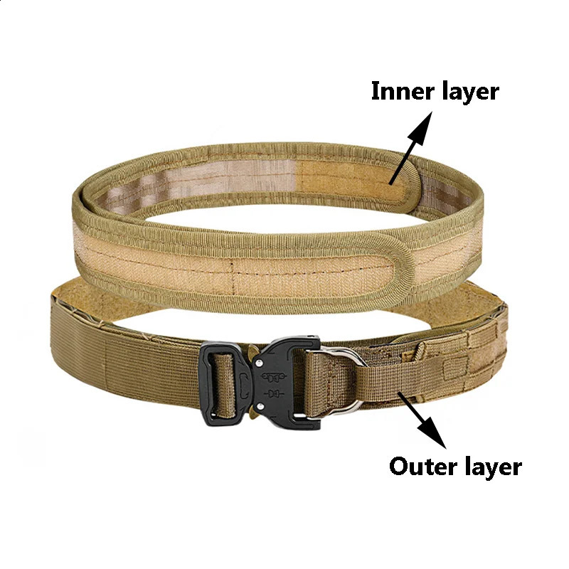 Cool Military Tactical Belt for Men Work Outdoor Hiking Heavy Duty Quick Release Nylon Web Rigger Belt with Inner and Outer250422