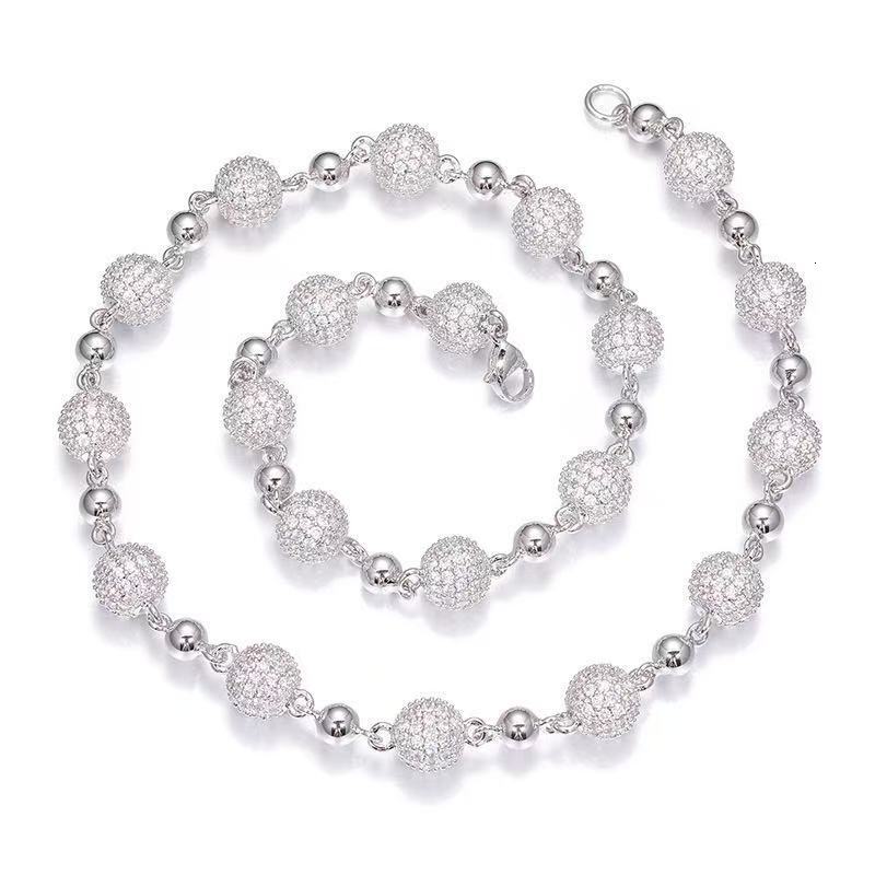 Trendy Fine Jewelry 10mm Round Ball Design Pass Diamond Tester 925Silver Vvs Moissanite Diamond Iced Out Ball Chain Necklace