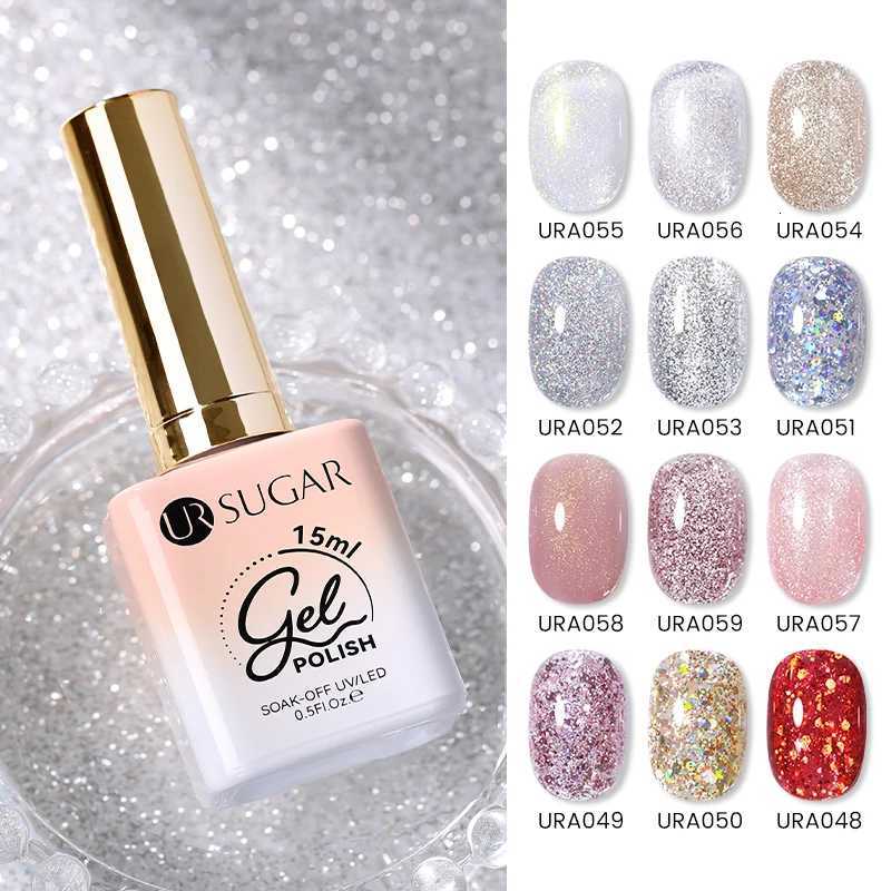UR SUGAR 15ml Sparkling Glitter Series Gel Nail Polish Shiny Sliver Semi Permanent Soak Off UV Gel Nail Art Varnish ManicureT251127