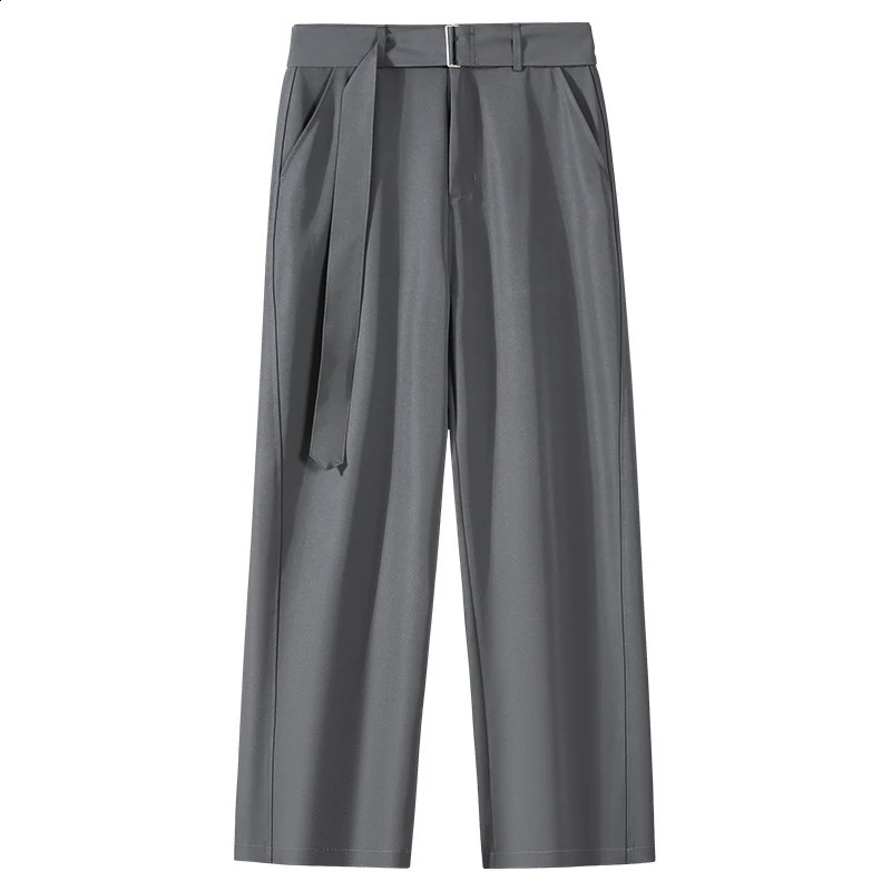 Spring/Summer Mens Casual Pants Hong Kong Style Loose Japanese Wide Leg Pants Male and Female Models Belt Wide Leg Pants 250427