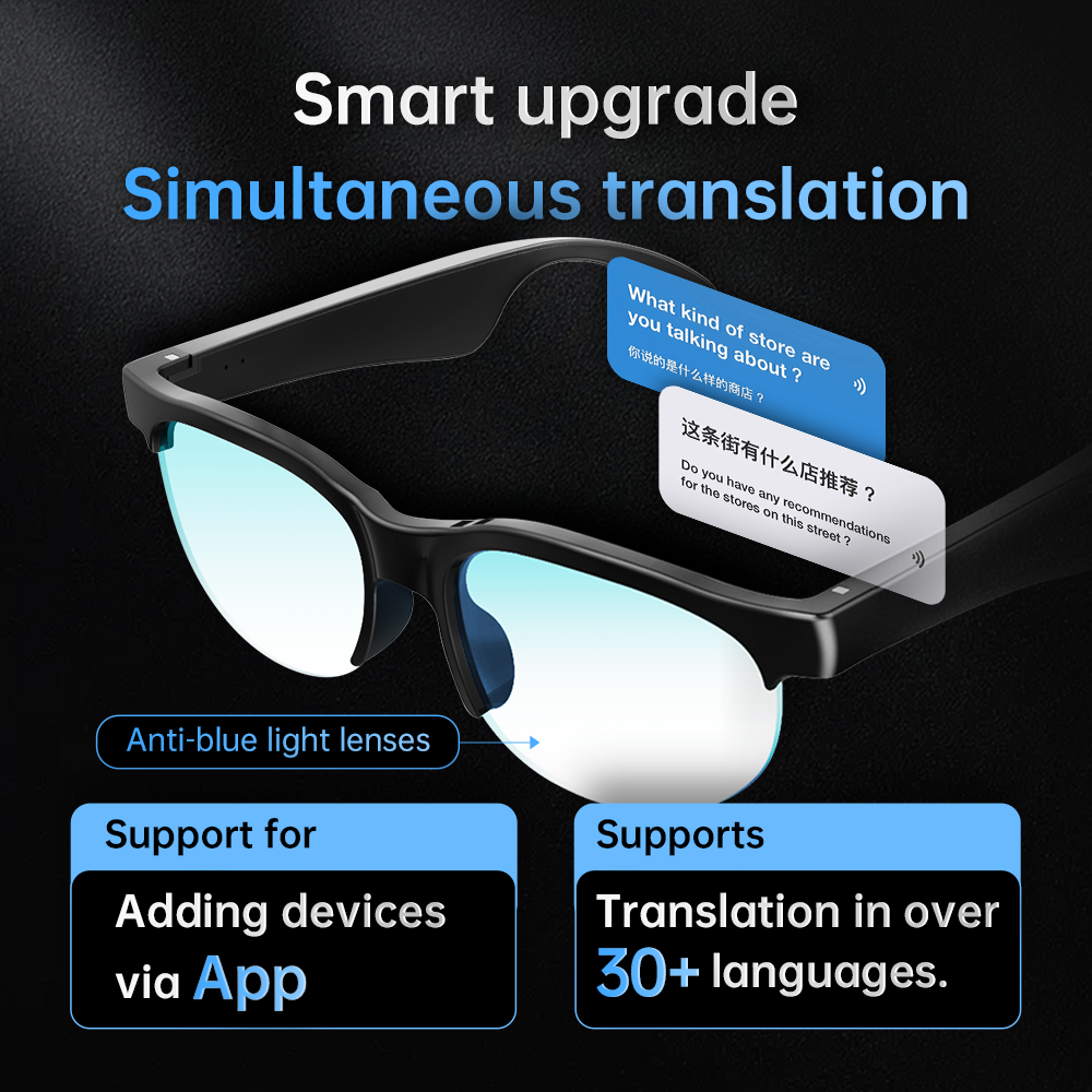 w/DeepSeek MiZEAN AI Smart Glasses Voice Real-Time 30L Translation UV400 Eye Protection, Music/Call App Control Lightweight Ergonomic Design & App Syn