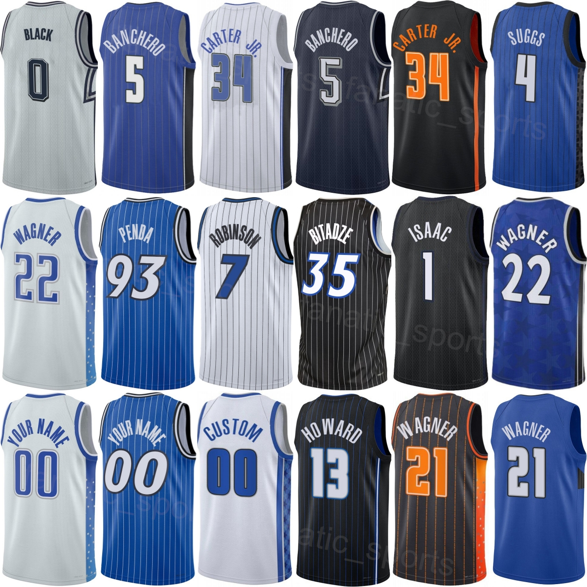 Prined Mans Wendell Carter Jr Jersey Basketball 2026 City Tristan da Silva 23 Anthony Black 0 Franz Wagner 22 Paolo Banchero 5 Desmond Bane 3 Jalen Suggs 4 Woman Kids