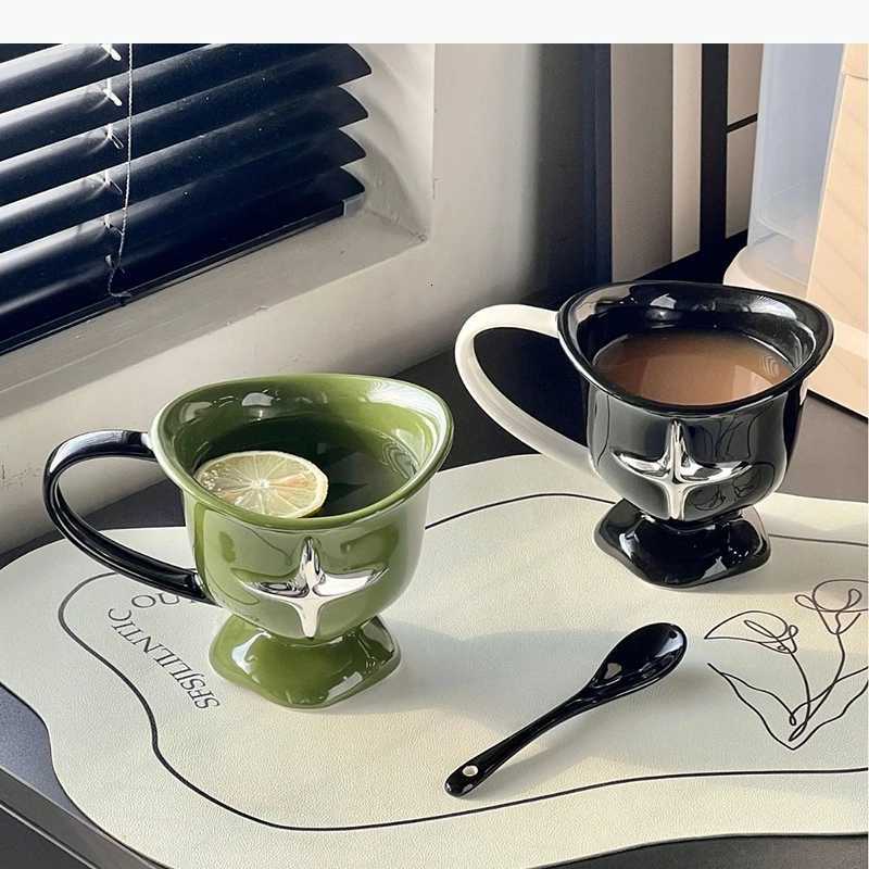 Simple Ceramic Mug Large Handle Coffee Milk Mug Beverage Household Tea Cups Water Cups Couple Cups C251127