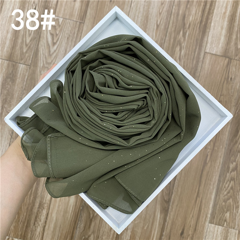 K538Cross-border new solid color gold-sprayed chiffon fashion ethnic gold-sprayed scarf for women's head-wrapped shawl