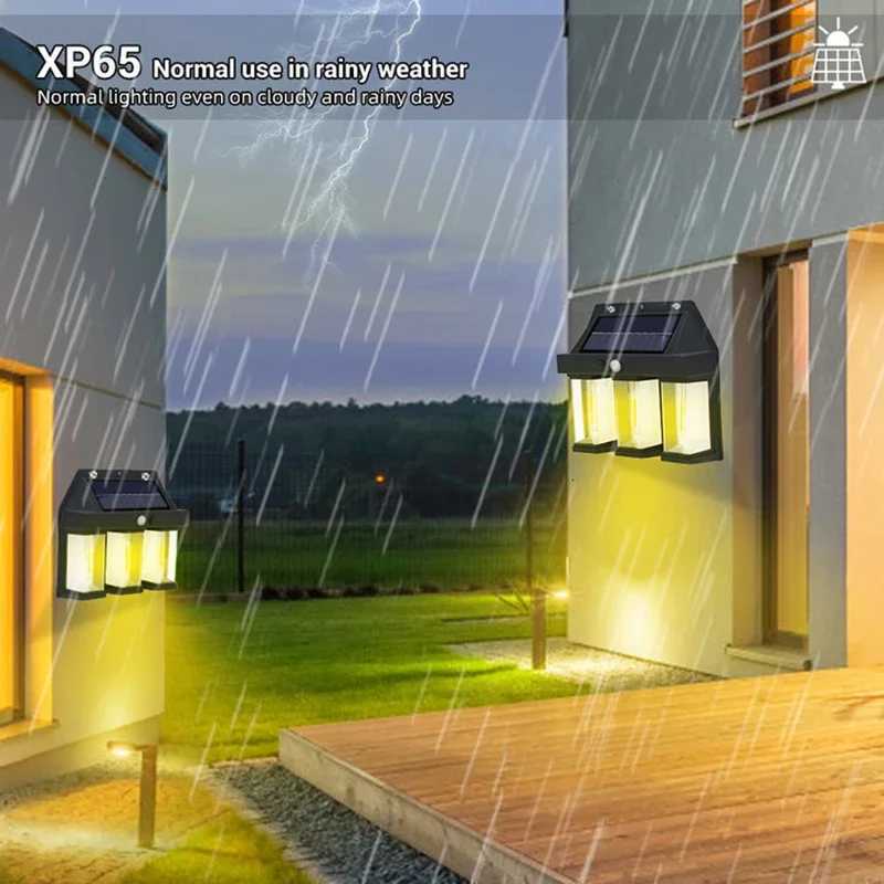 Outdoor Solar LED Wall Light 3 Lighting Modes with Motion Sensor Waterproof Garden Courtyard Landscape Decorative LanternM251127