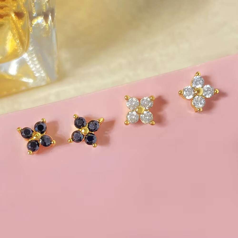 DHCollections Girl Fine Jewelry Sweet Factory Custom Multi Color Stone Black Gold Plated Sterling Sier Mini Stud Earrings for Kids