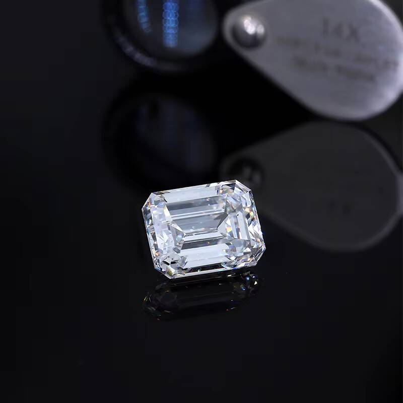 ANSTER PT950 Platinum White Emerald Cut 35mm Shape Lab Diamond 03CT for One Piece DE VS1 Eternity Ring HPHT Ring Tennis Ring