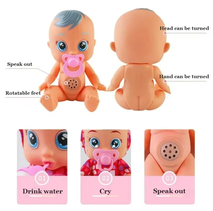 8inch 3D Weeping Babies Unicorn Baby Simulation Baby Crying Doll Creative Cute Doll For Girl Reborn Baby Vinyl Christmas Gift 251125