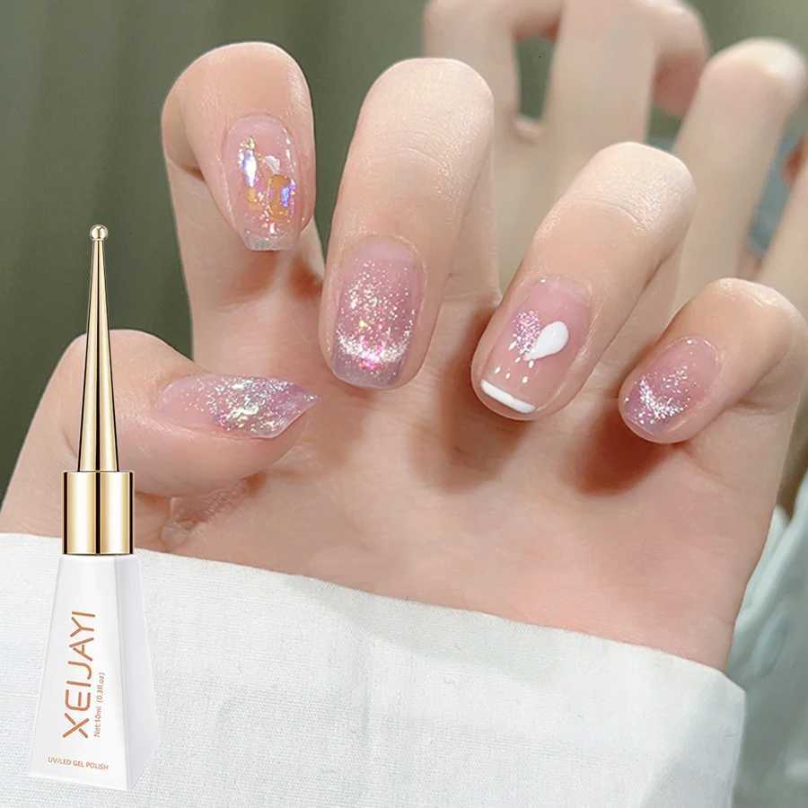 12pcs Summer Crushed Ice Glamorous Cat Eye Gel Nail Polish - Reflective Glitter Holographic Laser Sparkle Soak Off UV LEDT251127