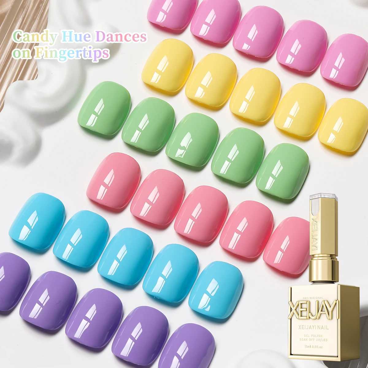 XEJAYI 6pcs Candy Sugar Gel Nail Polish Set UV LED Soaking Nail Gel Semi-Permanent DIY Salon Quality Nail Art Gel For SpringT251127