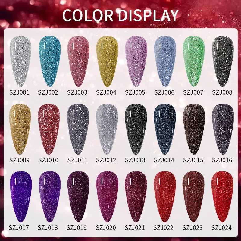 15ml Super Reflective Flash Disco Nail Gel Polish Relective Glitter Semi Permanent Nail Art Varnish For ManicuresT251127