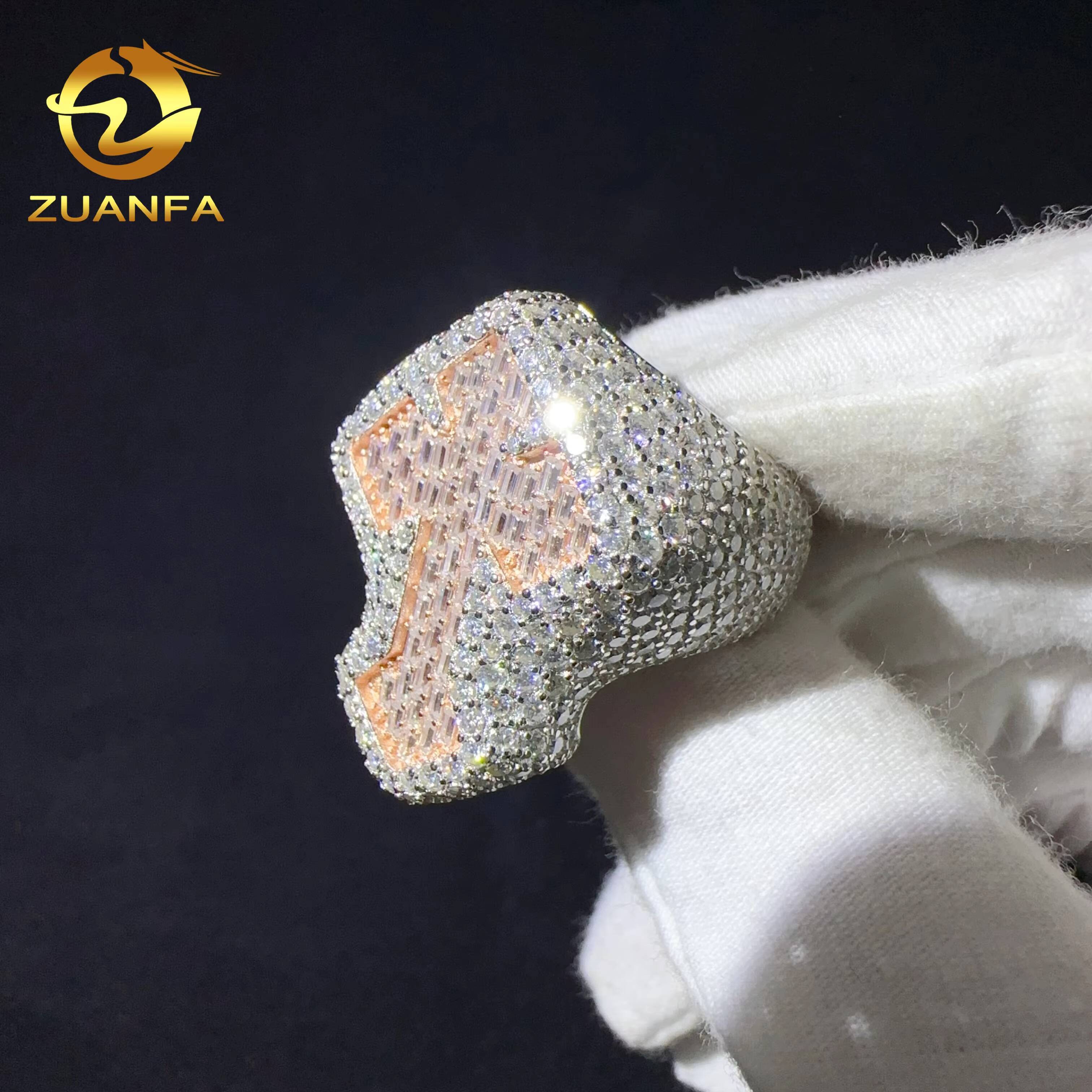 Iced Out Hip Hop Jewelry Men Diamond Ring 925 Sterling Silver High Quality Luxury Custom Moissanite Ring