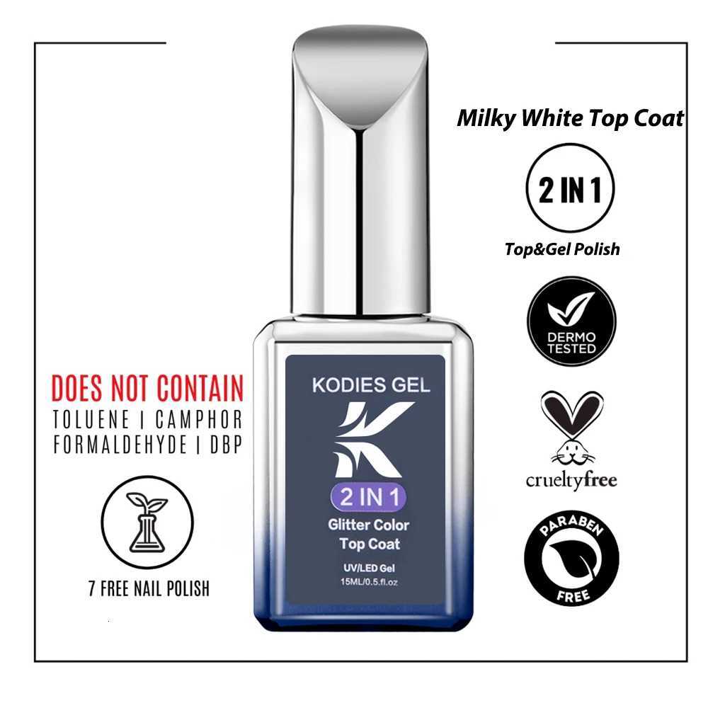 KODIES GEL Milky White Top Coat UV Gel Nail Polish 15ML Vernis Semi Permanent Finish Sealer Esmalte Paint for Manicure NailsT251127