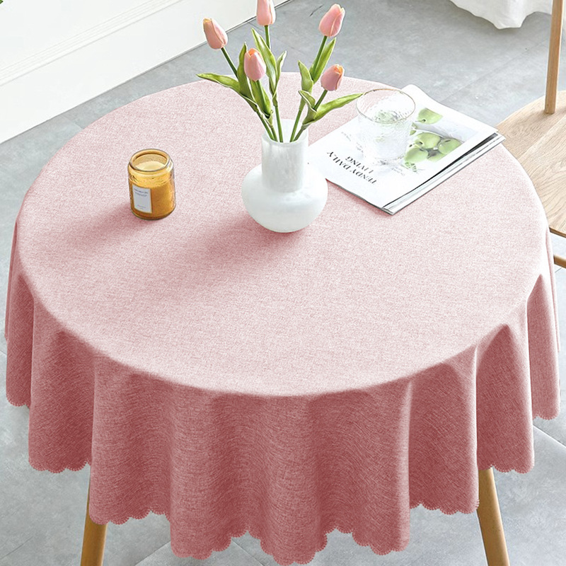 A835 cotton and linen simple tablecloth waterproof and oil-proof cotton cloth desk table mat Japanese style pastoral style round tablecloth tablecloth