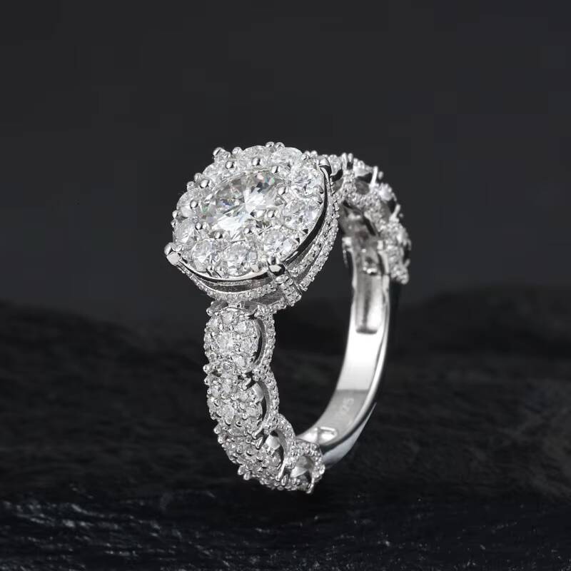 Fashion Fine Hip Hop Fine 925 Silver Shiny Moissanite Jewelry Iced Out Bling Round Ring for Men Women Wedding Engagement Gift