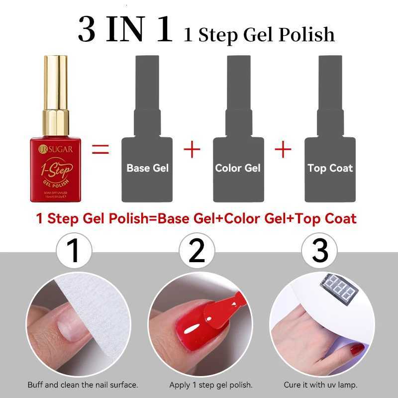 UR SUGAR 15ml 1 Step Gel Polish 3 IN 1 Red Pink Glossy Nail Soak Off LED UV Gel Nail Varnishes No Need Base Gel and Top CoatT251127