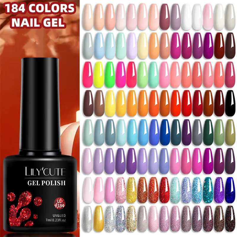 LILYCUTE 7ML 184 Colors Nail Gel Polish Shining Red Glitter Semi Permanent Nail Art Varnish Long Lasting UV LED Gel ManicureT251127
