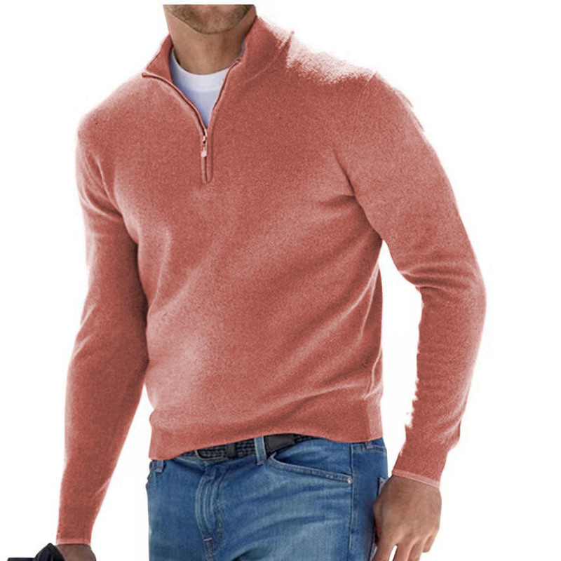 Mens Quarter Zip Up Sweaters Slim Fit Lightweight Mock Neck Pullover Casual Sweaters Half Turtleneck Knitted Outdoor Streetwear 250616