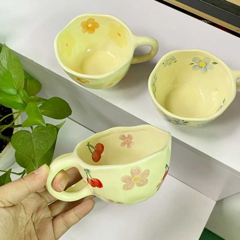 Ins Style Hand Kneading Special-Shaped Ceramic Coffee Cup Flower Creative Mug High Color Value Breakfast Cup Juice Cup Milk Cup C251127