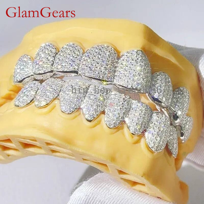 Fully Iced Out Rapper Jewelry Custom Made VVS Moissanite Dia Grillz