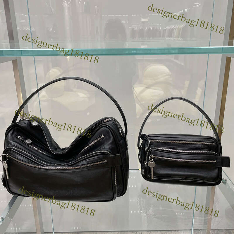 designer bag Swedish Niche New Genuine Leather Multi-Compartment Zipper Handbag Key Pendant Underarm Motorcycle Single Shoulder Crossbody Bag