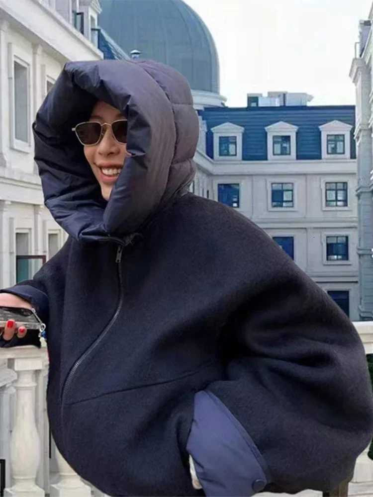 Women Zipper Panelled Jackets With Hoodies Casual Drawstring Long Sleeved Jacket Female Autumn Winter Short Loose Outwear TopsXJ251127