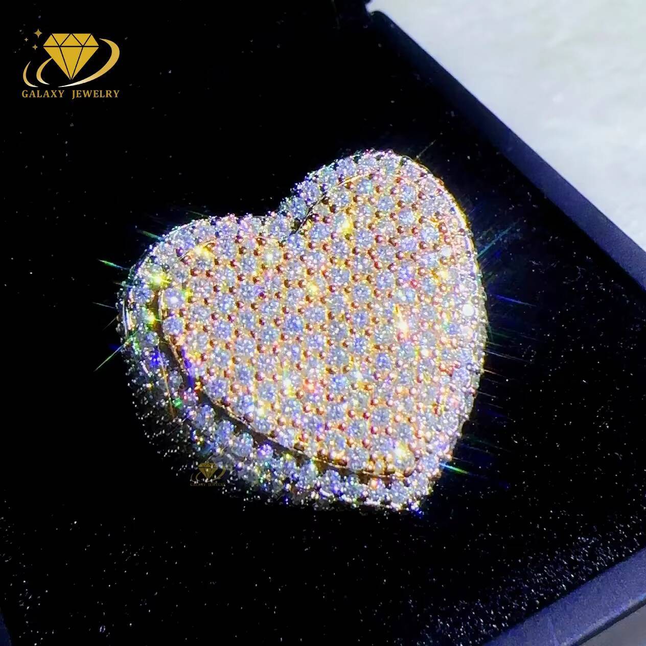 Moissanite Ring 925 Sterling Silver Moissanite Diamond Moissanite Heart Ring Men Women Iced Out Mossanite Ring Hiphop