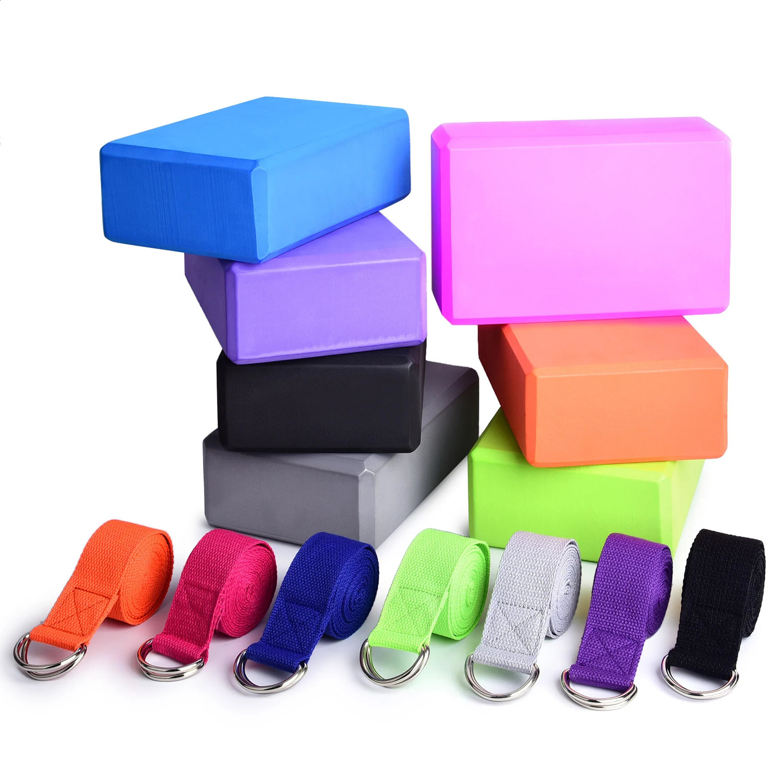 Yoga Block Indoor 2pcs EVA Yoga Blocks with Yoga Strap Foam Fitness Exercise Yoga Blocks Bricks Set for Home Gym Fitness 250421 - view 7