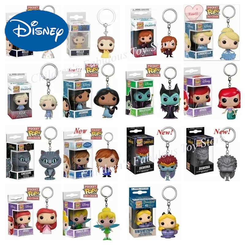Disney New FUNKO Keychains Demona Princess Bella Ariel Alice Anna Elsa Bell Jack Sally stitch Action Figure Toys Ornaments H251127