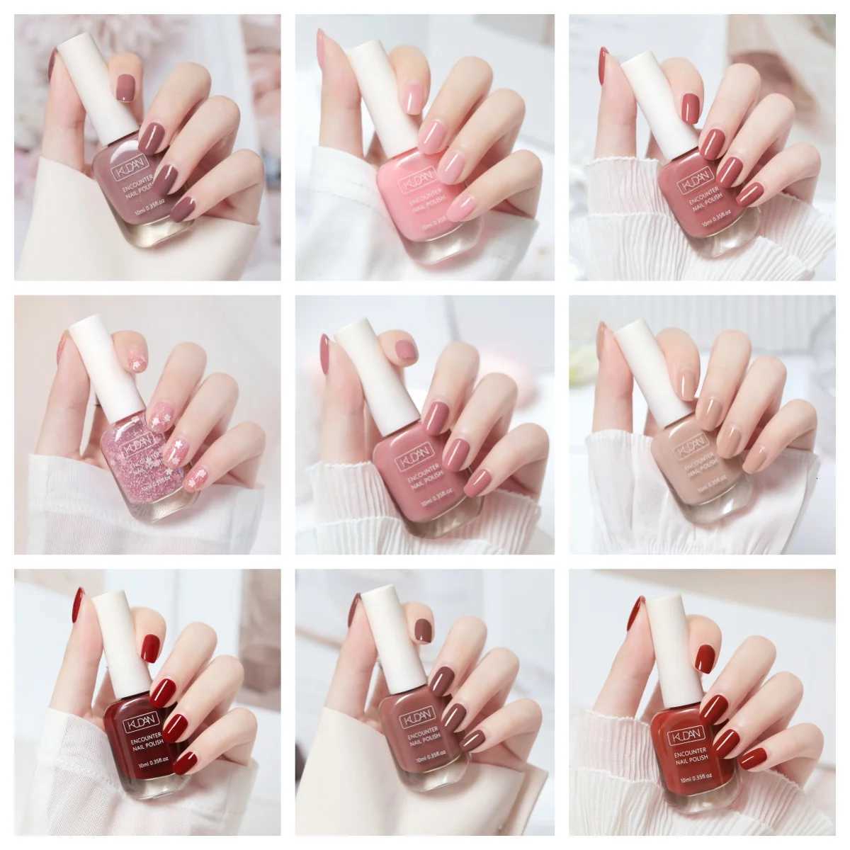 KUDAN 10ml Glass Bottle Water-Based Peel Off Nail Polish Colorful Pink Green Purple Glitter Polish Nail Art Varnish for NailsT251127