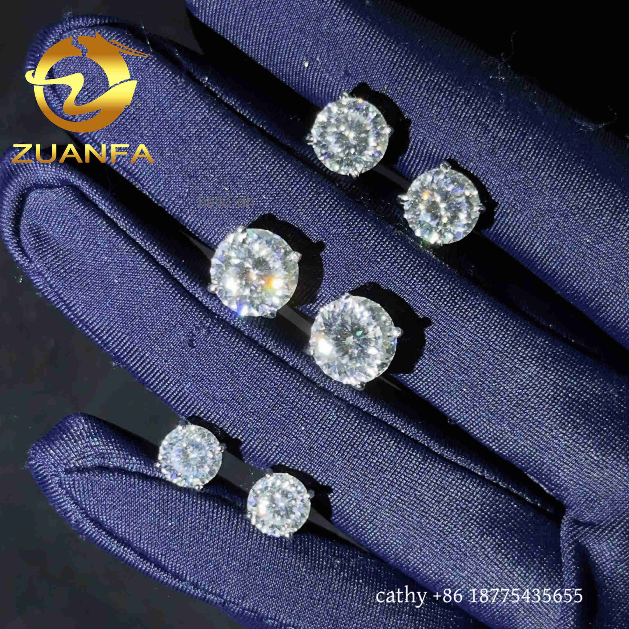 1ct 2ct 3ct Bird Nest Moissanite Hip Hop Earrings Screw Back Round 4 Prong Stud Earrings 925 Silver VVS Moissanite for Men Women