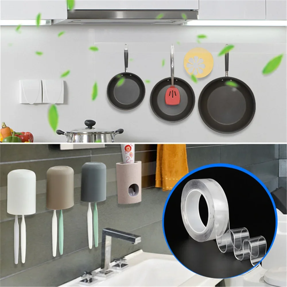 2Pcs/set Nano Tape Super Strong Double Sided Adhesive Tape Sticker Washable Reuse Removable Tapes for Kitchen Bathroom