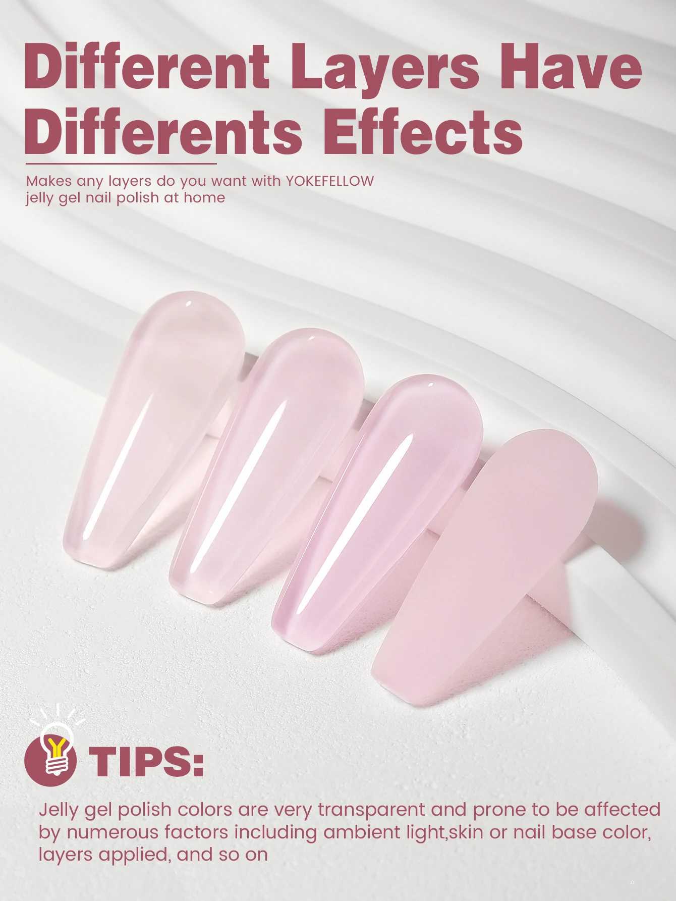 YOKEFELLOW 10ml Jelly Nude Gel Nail Polish High Quality Translucent Pink Nail Gel Varnish Soak Off UV Gel Polish Long LastingT251127