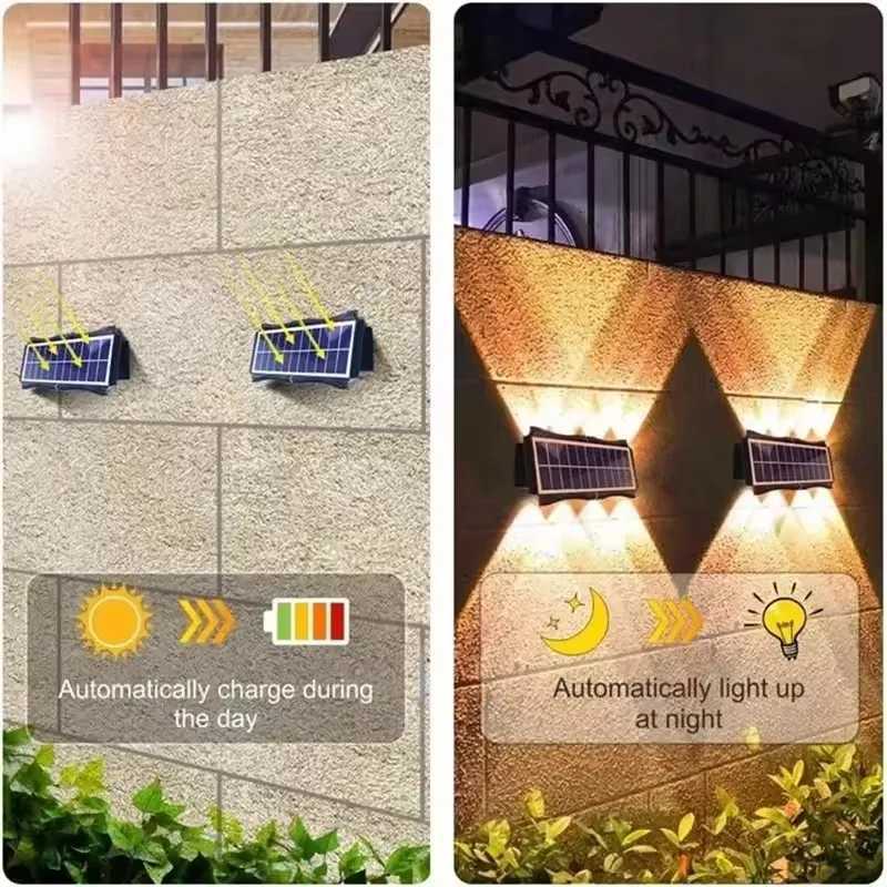 Solar Wall Lamp Outdoor LED Solar Light Waterproof Up And Down Luminous Lighting Yard Garden Decoration Solar Powered LightsM251127