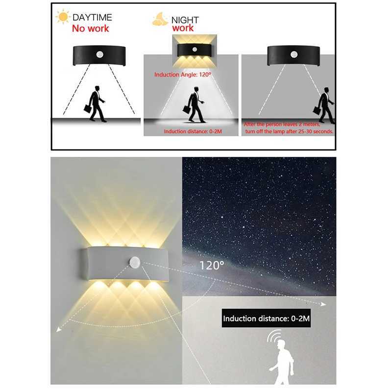Nordic LED Waterproof IP65 Outdoor Wall Lamp 6W 8W Aluminum PIR Motion Sensor Wall Light Garden Porch Sconce AC110V220VM251127