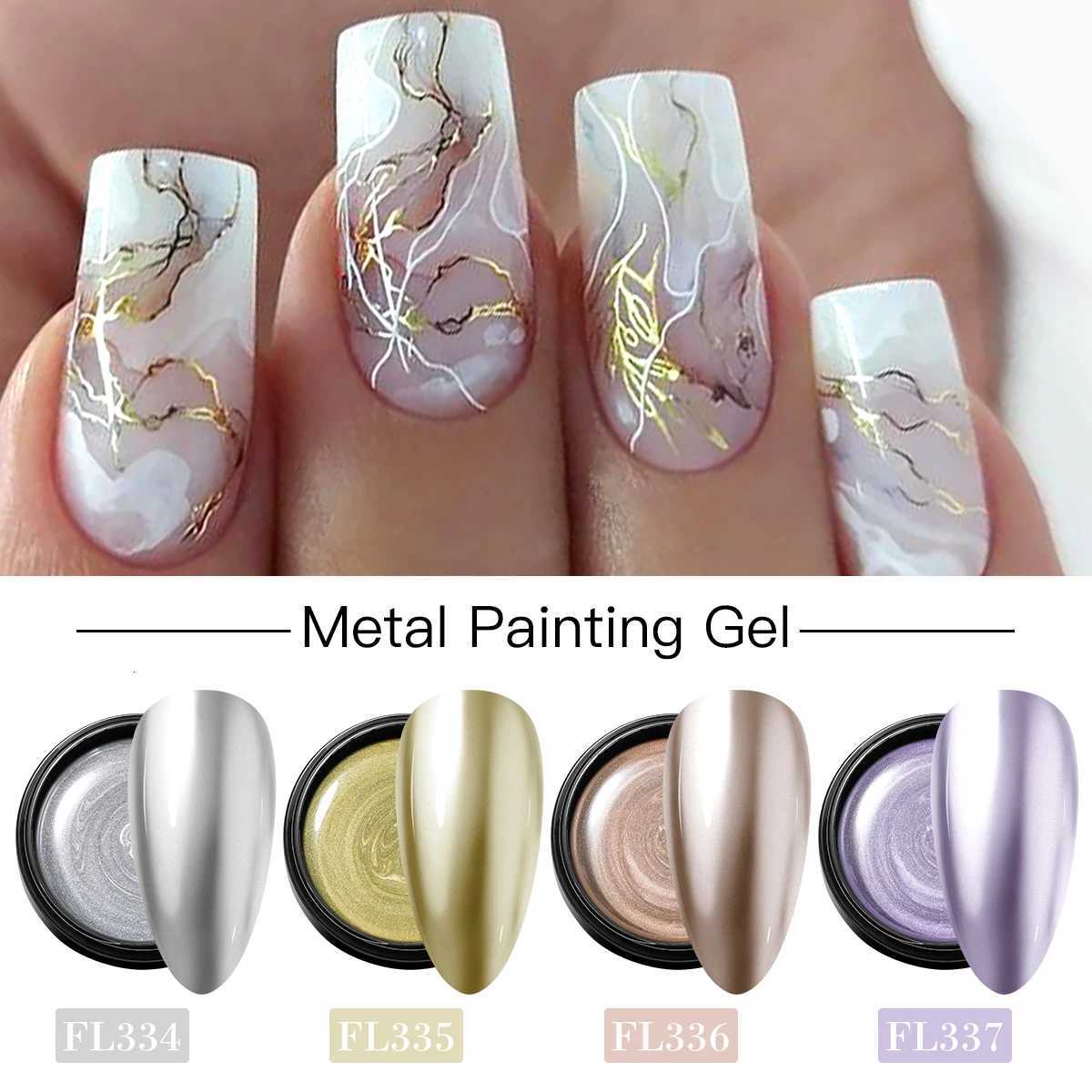 2/3pc Metal Painting Nail Gel Polish Set Gold Silver DIY Nail Art Supplies Varnish Semi Permanent UV/LED Manicure Gel DesignT251127