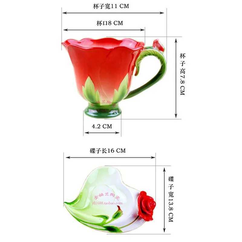 Creative Three-dimensional Flower Ceramic Coffee Cup Art Rose Cup Birthday Gift Couple Drinking Water Mug Afternoon Dessert Mug C2511272