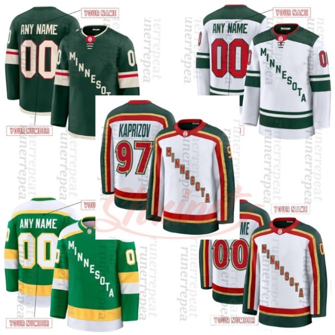 2025-26 Home Away Hockey Jersey Kirill Kaprizov Quinn Hughes Marc-Andre Fleury Matt Boldy Marcus Foligno Marco Rossi Mats Zuccarello Brock Faber Vladimir Tarasenko